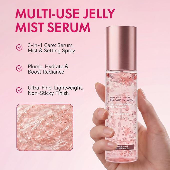 Jelly Serum Mist with PDRN, 3-in-1 Hydrating Face Glow Spray with Ceramide, Arginine & Hyaluronic Acid, Sprayable Hydrogel for Glass Skin Glow, All Skin Types, 3.38 fl.oz