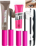 Waterproof Tinted Brow Gel Kit-Taupe Thickening Eyebrow Mascara Gel & Clear Setting Brow Glue,Brows Filler Dye Eyebrow Cream,Long Lasting Eye Makeup for Women,Light Medium Dark Brown,With Tool-Set 01