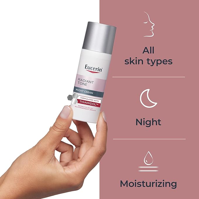 Eucerin Radiant Tone Night Cream, Dark Spot Corrector with Thiamidol, Night Moisturizer for Face, All Skin Types, 1.7 Oz Bottle