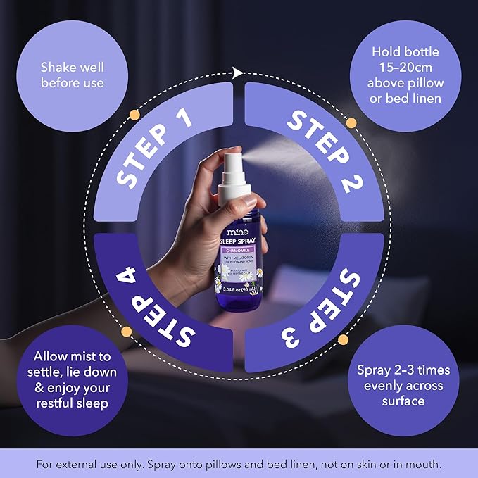 Chamomile Inspired, Lavender Sleep Spray with Melatonin - Relaxing Father Gifts – Natural Pillow Mist for Sleep, Lavender & Cedarwood Blend, Gifts for Teen Girls and Women