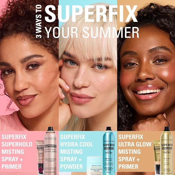 Revolution Beauty London, Superfix Glow Fixing Mist, Makeup Setting Spray with Shimmer Finish & Long Lasting-Hold, Vegan & Cruelty-Free, 5.07 fl oz