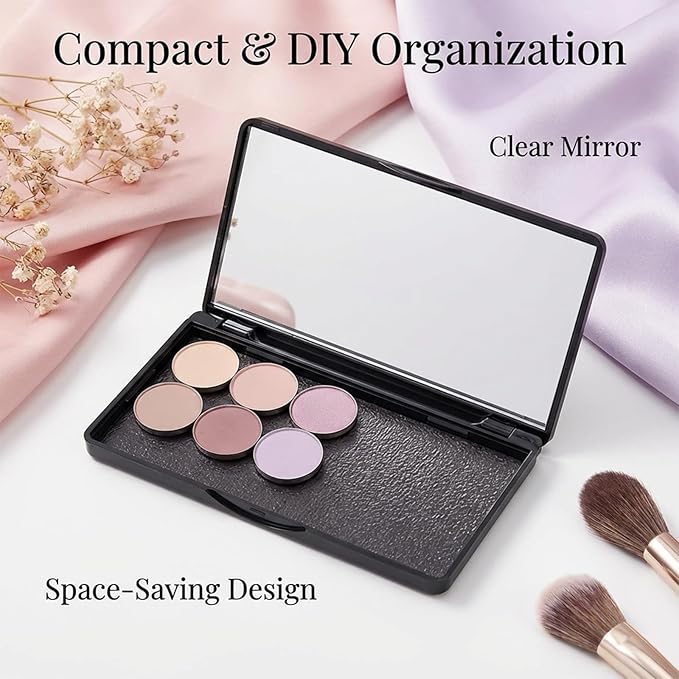 2Pcs Empty Magnetic Makeup Palette, Empty Eyeshadow Blush Powder Dispensing Storage Box with Mirror Rectangular Cosmetics Tavel Storage Box for DIY Cosmetics Lipstick Blush Powder (4.69" x 2.48")