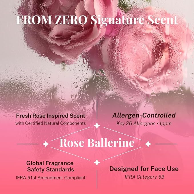 FROM ZERO EX-PDRN Glow Mist, Pink Ceramide Toner Spray, Rose Scent, Light-weight Hydration, Moisturizing, Broccoli PDRN, Jinseng Exosomes, Vegan Collagen, Niacinamide, Gift for Girlfriend, 3.38 fl.oz.
