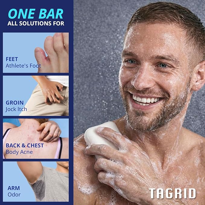 TAGRID Tea Tree Oatmeal Antifungal Soap for Sweaty Skin: Post-Workout Body Cleanser for Active Lifestyles & Gym – Gentle Daily Skin Care