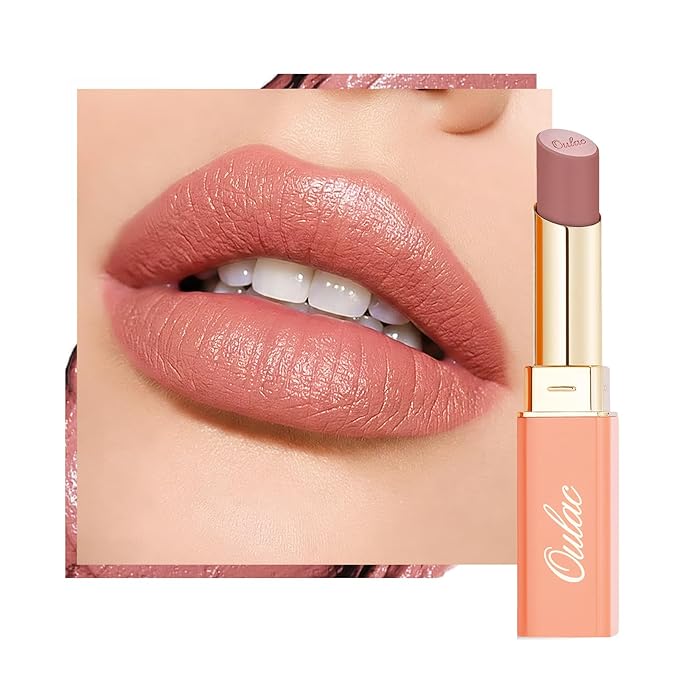 Oulac Pink Lipsticks for Women, Coral Nude Matte Lipstick, Full Coverage Lip Color, Satin Matte Finish, Cream Texture, Hydrating, Infused with Hyaluronic Acid, Vegan & Clean Beauty 4g SG06 Babe
