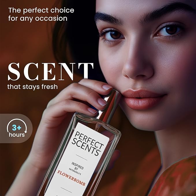 Perfect Scents Fragrances | Inspired by V&R’s Flowerbomb | Women’s Eau de ToileƩe | Vegan, Paraben, Phthalate Free | Never Tested on Animals | 3.4 Fl Oz