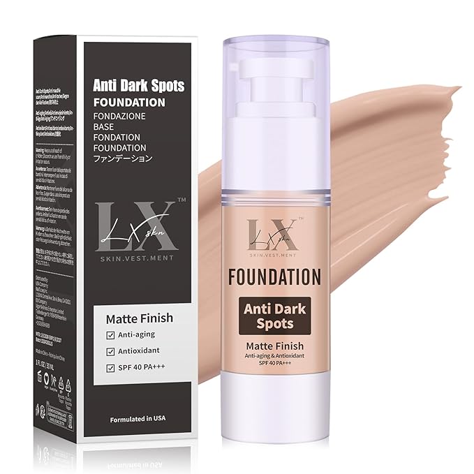 Anti-Dark Spot Liquid Foundation - Collagen Serum Foundation Infused with 2% Niacinamide, High Coverage For A Smooth & Satin Finish, 405 Deep
