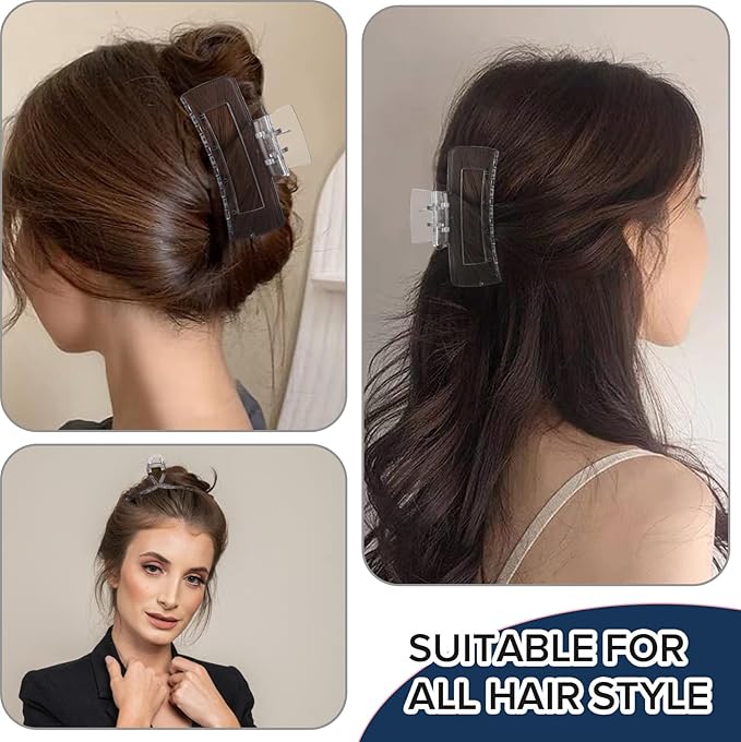 3 Pcs Clear Hair Clips For Women, Non-Slip Claw Clips, Transparent Large Claw Clips For Thick Hair Curly Hairstyle, Suitable For All Kinds Of Hairstyle Decoration