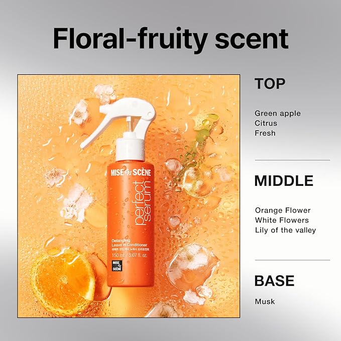 Mise En Scene Hair Mist by Perfect Serum | Non greasy No-Wash Treatment for detangle | Golden Moroccan Argan Oil | Nourishing, Shine | Non Aerosol | Korean Hair Care, Hair Gloss (5.07 Fl. Oz. /150ml)