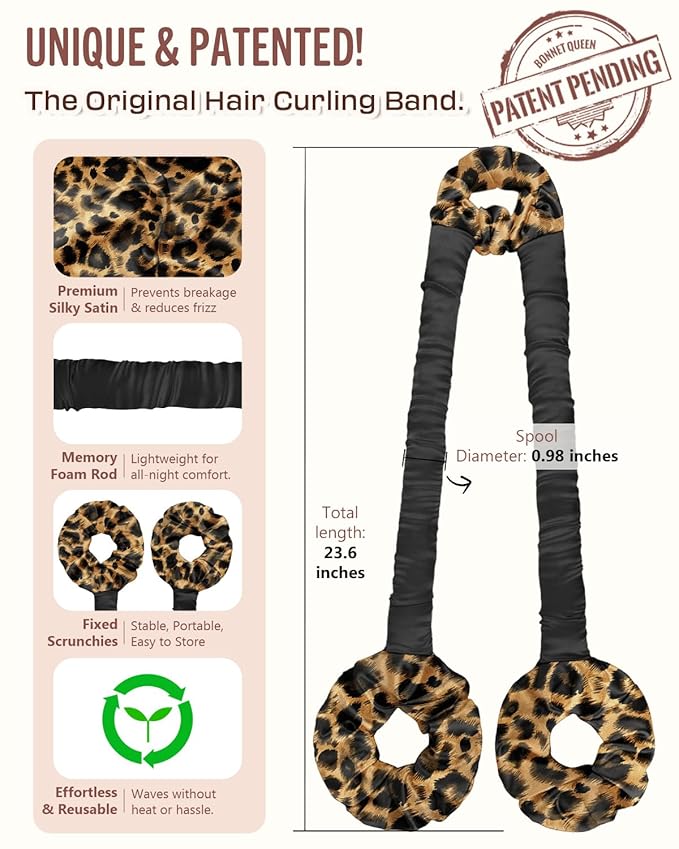 BONNET QUEEN Heatless Hair Curler for Heatless Curls Overnight, All-in-One Sleepy Tie Satin Curling Rod, Hair Curlers to Sleep In, Overnight Blowout Rods, Hair Rollers for Women Long Hair