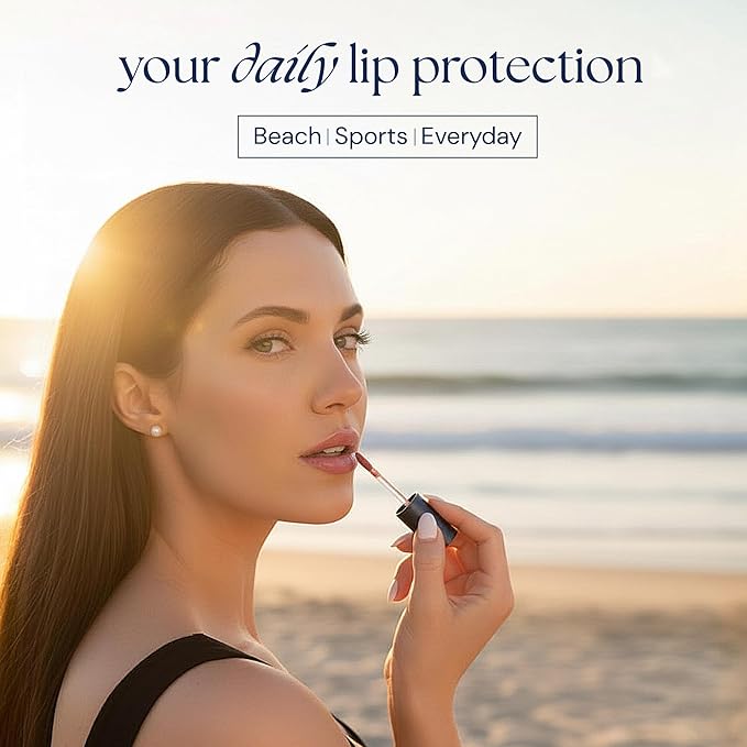 Brush On Block Sun Shine Protective Lip Oil SPF 30, Mineral Protection from UVA/UVB & Blue Light, Hydrating, Cruelty-Free, Gluten-Free, & Vegan, Coral