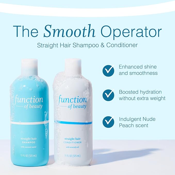 Function of Beauty Straight Hair Shampoo & Conditioner Set - Sulfate-Free Shampoo & Conditioner Duo for Natural Volume & Shine - Anti-Frizz, Lightweight & Hydrating - Oily Hair Care Products