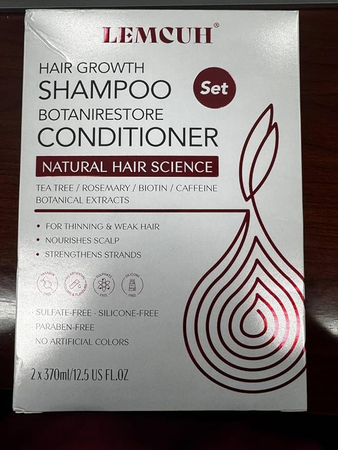 Gentle Shampoo & Conditioner Set for Thinning Hair and Itchy Scalp – Natural Biotin, Onion & Rosemary Formula, Sulfate Free, Paraben Free, Nourishing, Safe for Sensitive Scalp, 25 Fl Oz