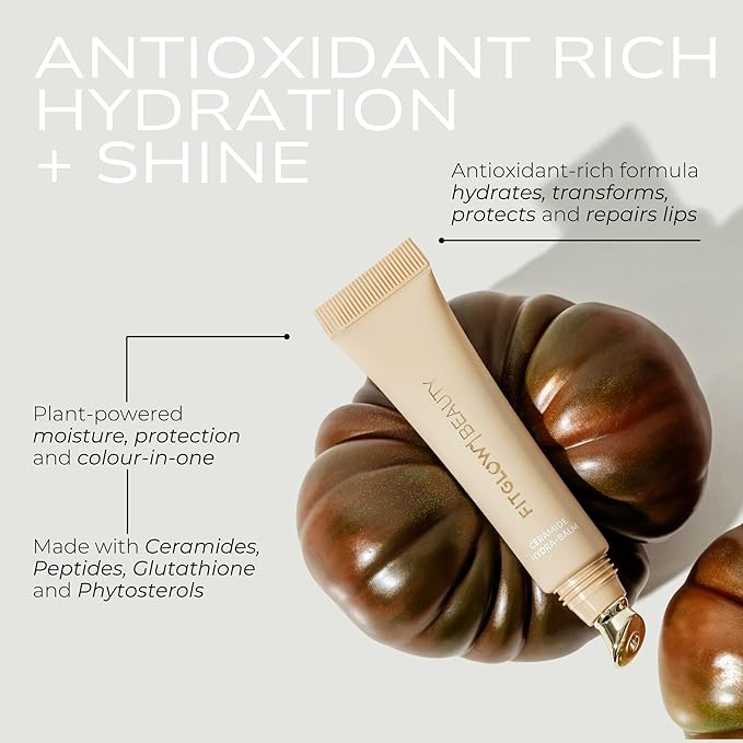 Fitglow Beauty Ceramide Hydra-Balm Lip Gloss | Hydrating Lip Serum with Peptides & Glutathione | Plumping & Anti-Aging Lip Skincare | Dry & Chapped Lip Repair | Vegan & Cruelty-Free | 12g - Rosewood