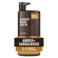 Every Man Jack 2-in-1 Shampoo + Conditioner for Men - Amber + Sandalwood | Nourishing For All Hair Types, Naturally Derived, Cruelty-Free | Cleanse + Moisturize | 24oz -1 Bottle
