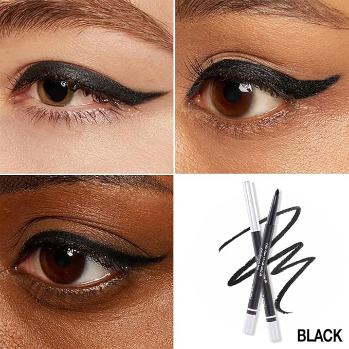 WanTuoluo Automatic Black Eyeliner Pencils, 6PCS Eye Liner Shadow Brow Pen for Women – Multi-Use Auto Cream Smooth Matte Blackest Pen, Vegan (ZC)