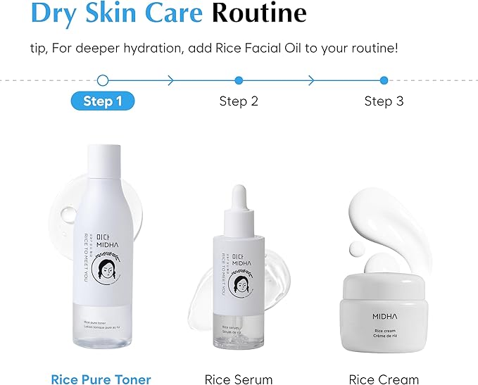 MIDHA Rice Pure Toner, 6.76fl.oz/200ml, Hydrating, Soothing, Fast-Absorbing Daily Toner – Lightweight, Vegan, Alcohol-Free, Clean Beauty Skincare for Sensitive & Dry Skin