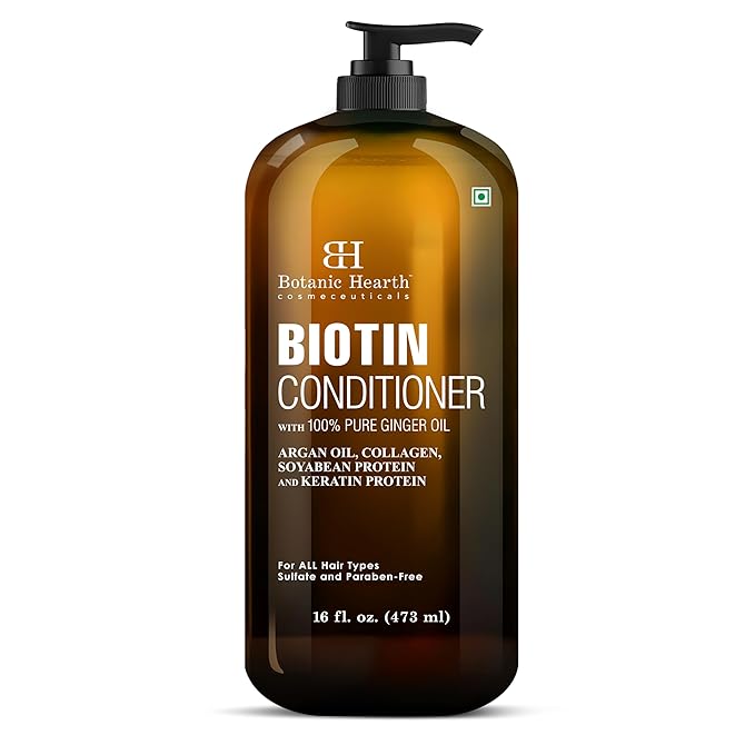 Botanic Hearth Biotin Conditioner With Ginger Oil & Keratin | For Hair Growth |With Turmeric Extract, Argan Oil, Tea Tree Oil & Vitamin E | Sulphate & Paraben Free | 16 Fl Oz