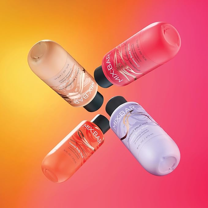 MIX:BAR Vanilla Bourbon Creamy Body Wash for Women, Hydrating & Moisturizing with Niacinamide, Panthenol & Vitamin C - Vegan, Sulfate Free, Paraben Free, 16oz