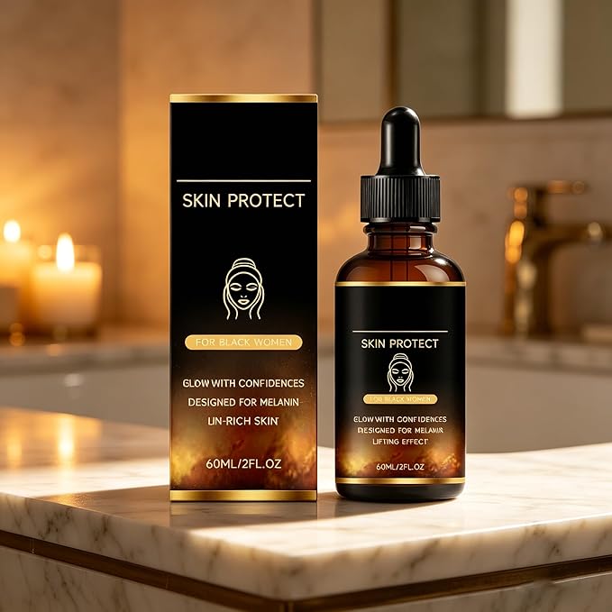 Skin Protect Serum, Anti-Aging Face Serum Hydrates & Firms Melanin-Rich Skin,Targets Stubborn Wrinkles,Fine Lines & Uneven Texture,Lightweight Daily Formula for Black Women & All Skin Types.(1 pack)