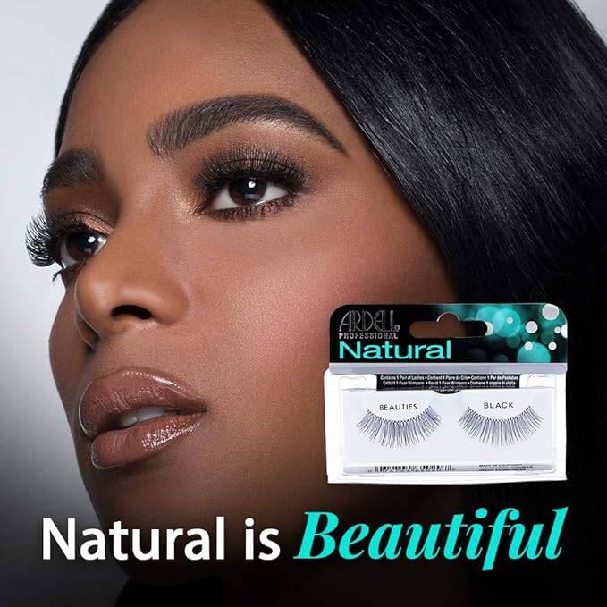 Ardell Natural Lashes False Eyelashes Beauties - Black, Full Volume, Lightweight, Reusable Strip Lashes for Natural Look, 4 Pack