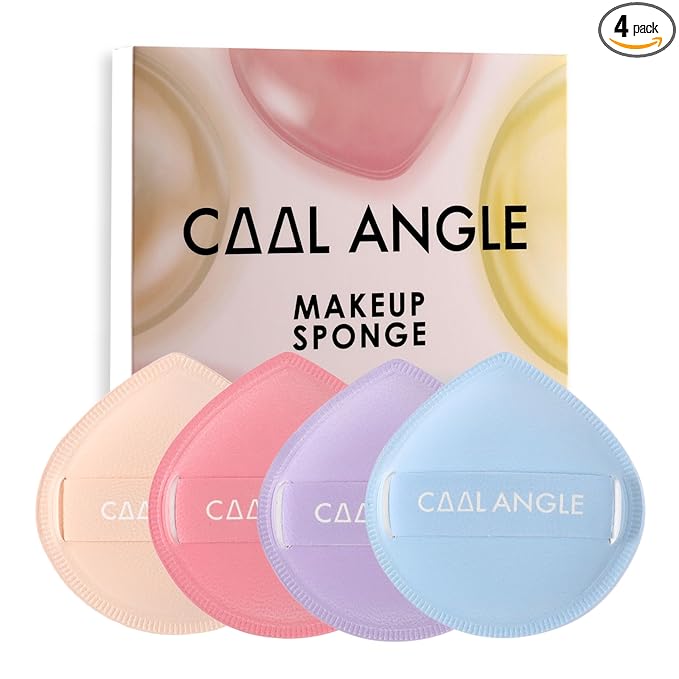 4Pcs Makeup Sponge Puff Latex-free Soft Beauty Sponge Perfect for Liquid Foundation Concealer Cream Powder, High-density and Flexible Blender Sponge, 4 Color Pack Blue Purple Pink Beige