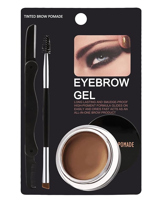 Eyebrow Pomade Kit, Long Lasting Waterproof Chocolate Eye Brow Pomade Set with Brush Razor, Smudge-proof Buildable Eyebrow Cream Color Brow Gel, Christmas Gift for Women Girl-04