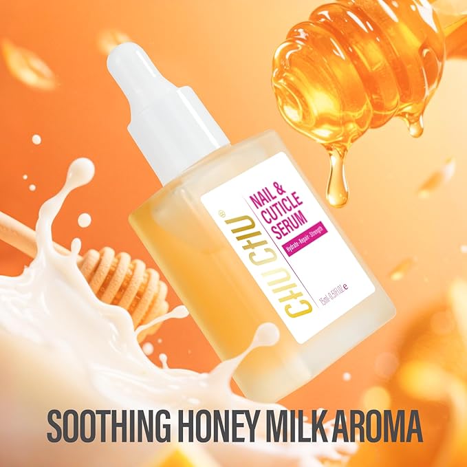CHUCHU Cuticle Oil for Nails: Honey Milk Jojoba Nail Cuticle Oil with Vitamin B & E for Moisturizes Cuticle and Nail's Skin - Prevents Hangnails and Chapped 15ML