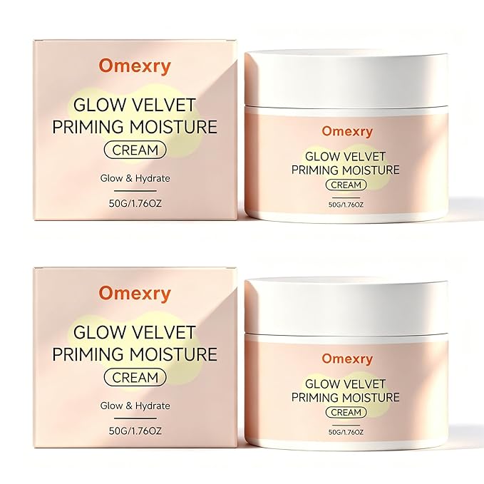 Glow Velvet Priming Moisture Cream, Pore Blurring and Makeup Gripping Primer, Hydrating Base for Smooth Makeup Application, Velvety Finish Face Primer for All Skin (2PC)
