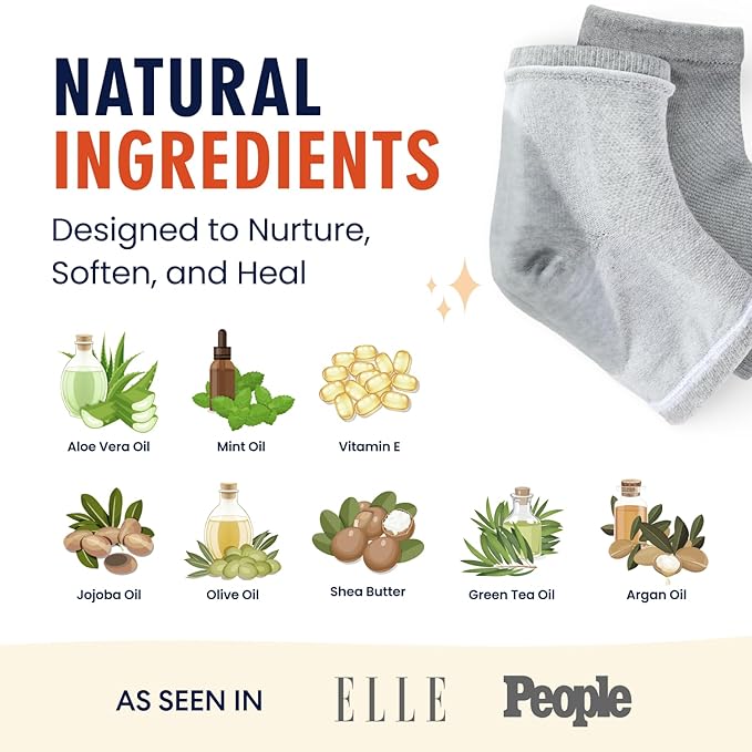 Dr. Frederick's Original Moisturizing Heel Socks for Dry Cracked Heels Treatment - 6 Pairs - Infused with Naturally Nourishing Oils and Butters - Self Care Gifts for Women & Men - Power Pack