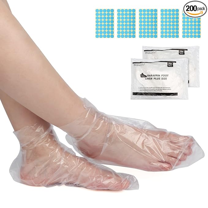 Segbeauty Paraffin Wax Liners for Foot, 200pcs Larger & Thicker Paraffin Foot Bags, Plastic Paraffin Bath Socks Hot Wax thera-py Bath Booties Covers for SPA Wax treat-ment Paraffin Wax Machine