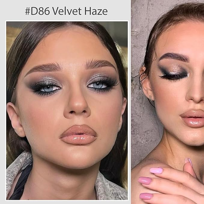 Refillable Eyeshadow Palette - Matte/Glitter/Duo-Chrome Pressed Powder & Cream Formula, Neutral/Shimmer/Smokey Multichrome, Travel-Friendly Iron Pan Refills (Matte, D86)