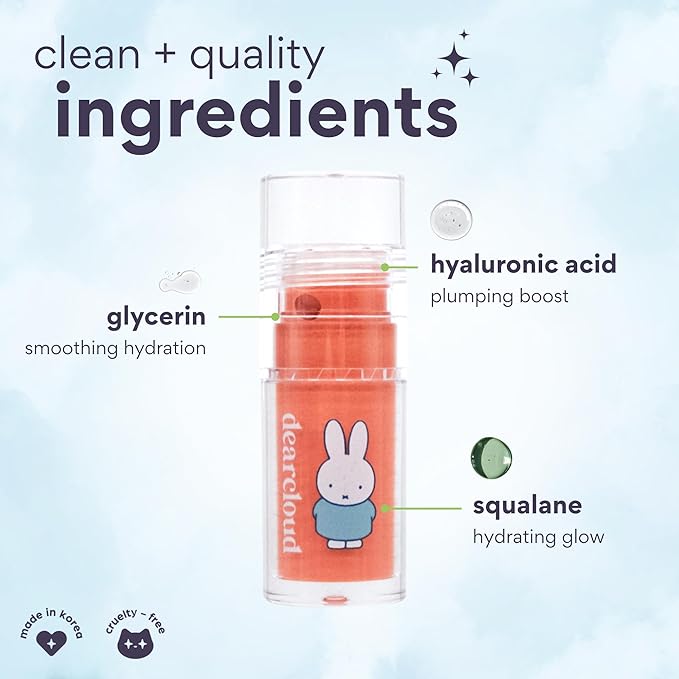 dearcloud Miffy Gentle Crush Serum Blush – Liquid Blush for Cheeks with Hyaluronic Acid – Korean Beauty Makeup - .19 fl oz (Apple Crush)