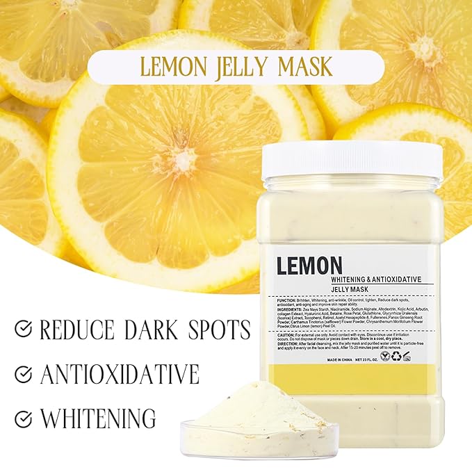 Jelly Masks for Facials Professional,Jelly Face Mask Skincare Hydrating,Jelly Masks Powder for Face Moisturizing,Smoothing,Deep Cleaning,Oil Contral,for All the Skin 23 Fl Oz(Lemon)