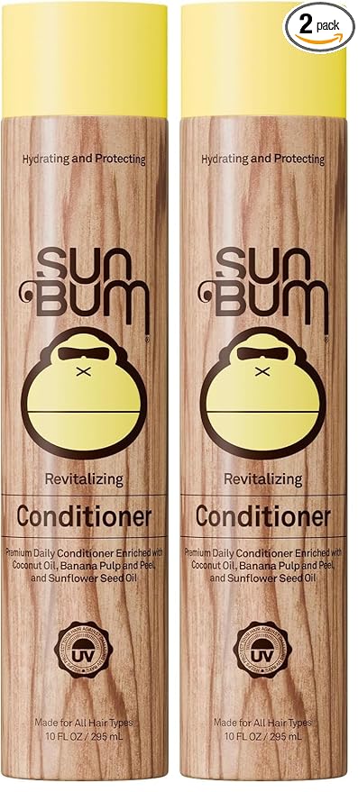 Sun Bum Revitalizing Conditioner - Hydrating and Nourishing Hair - Smoothes and Strengthens - UV Protecting - Vegan - Made Without Parabens - 10 oz,(Pack of 2)