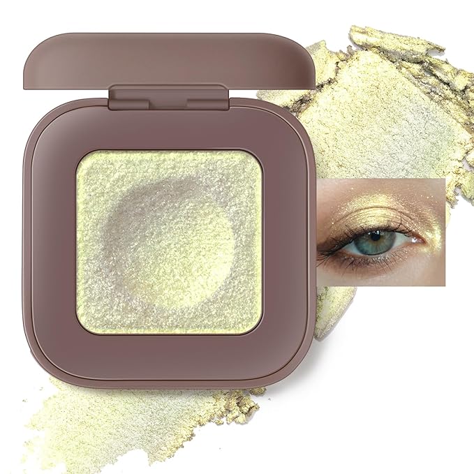 Noerrors Duochrome Champagne Gold Glitter Eyeshadow Palette, Holographic Chameleon Rich Color Shimmer Metallic Eye Shadow, Color Shift Sparkle Eye Brightener Palette Fairy Makeup for Rave Concert#03