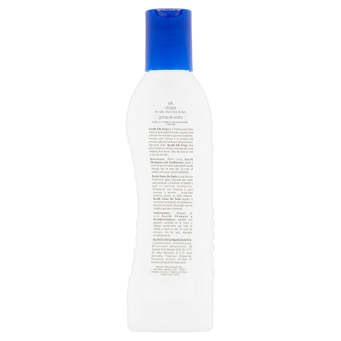 Silk Serum Drops Professional Salon Lightweight Serum, Protects and Maintains Hair & Skin, Vitamin E, Silky Feel, High-Gloss Shine, No Build-up for both Wet and Dry Hair 6oz