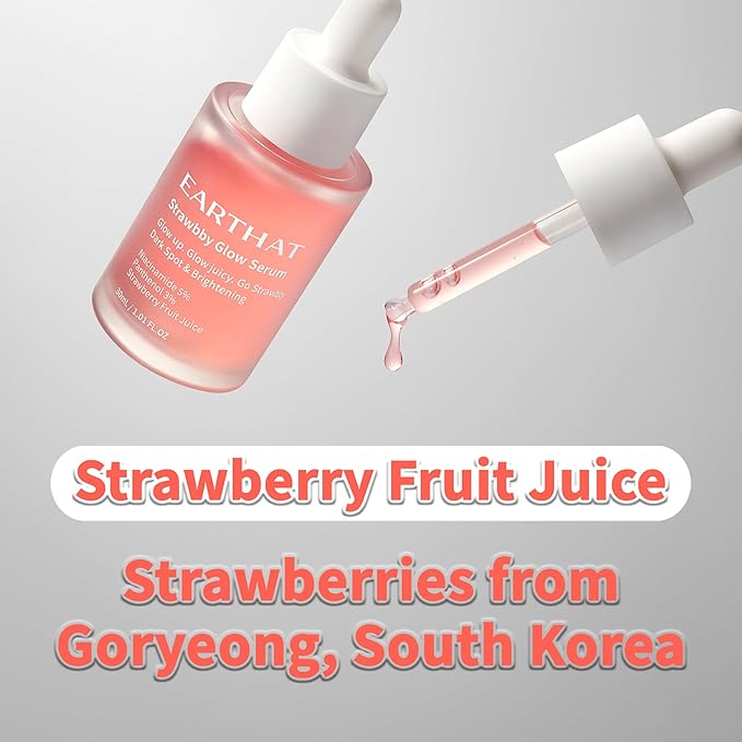 Glow Serum with Niacinamide 5% & Panthenol 3%, Brightening & Hydrating Face Serum for Radiant Skin, Korean Skincare with Fermented Strawberry & Centella Asiatica, 1.01 fl oz