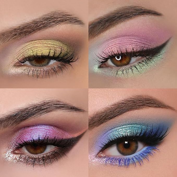 9-Color Shimmer Eyeshadow Palette – Highly Pigmented Glitter Pink Blue Purple Eye Makeup, Long-Lasting Waterproof Sparkly Eye Shadow, Blendable Metallic Shadows for Party, Festival & Daily Looks(03#)