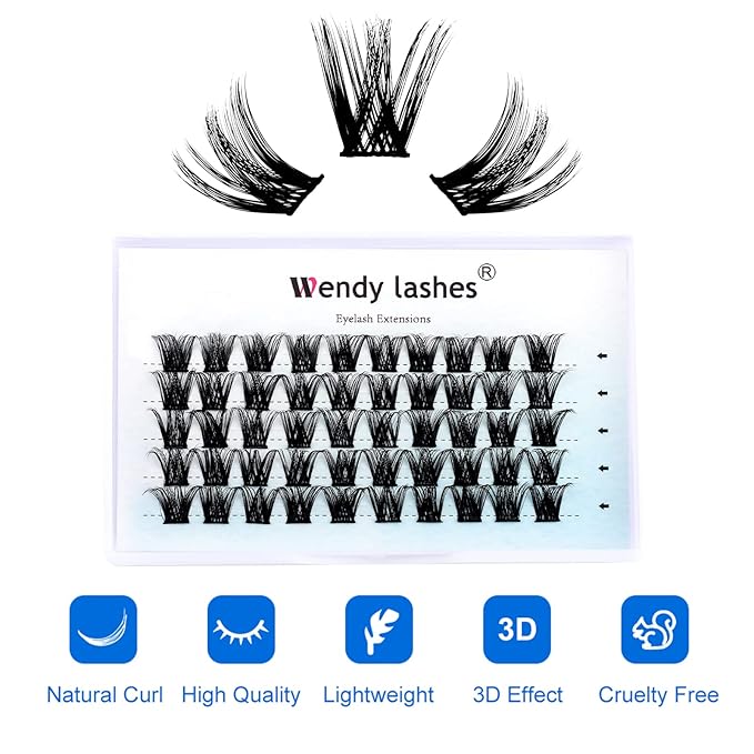 DIY Eyelash Extension Clusters Lashes 3D Volume Effect D Curl Wide Stem Individual Lash Clusters Reusable Artificial Fluffy Wispy False Eyelashes Set for Home Eyelash Extensions (0.07-D-16mm)