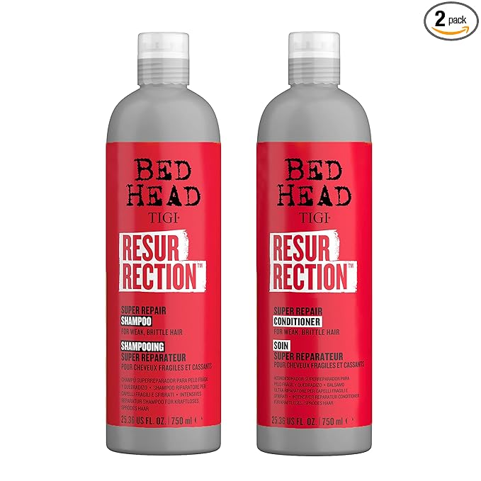 TIGI Bed Head Resurrection Hair Repair Shampoo and Conditioner Set for Dry and Damaged Hair, Maximum Strength with Resurrection Plant, 25.36 fl oz