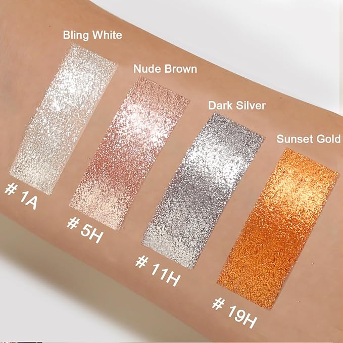 Afflano Sunset Glitter Eyeshadow Palette One-Swipe Coverage, Single Intense Color Sparkle Warm Orange Gold Eyeshadow, Long Lasting Metallic Bronze Eye Shadow for Girl Women Neutral Fall Eye Look, 19H