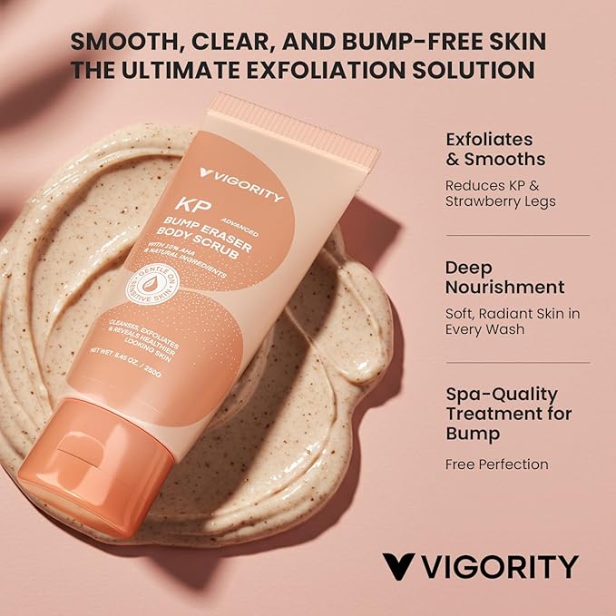 KP Bump Eraser Body Scrub - Keratosis Pilaris Treatment for Strawberry Legs, Chicken Skin - Exfoliating Body Scrub for Women & Men