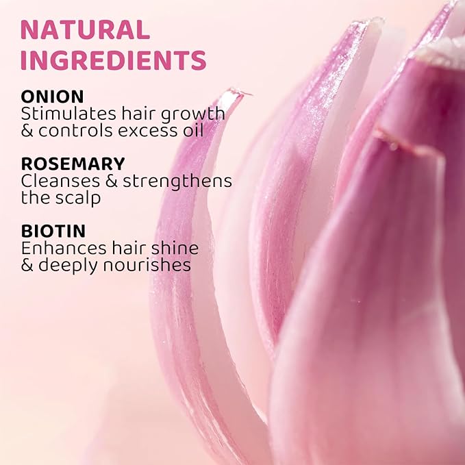 Onion Rosemary and Biotin Shampoo and Conditioner Set for Strengthening, Moisturizing & Encouraging Longer, Healthier Hair, Hair Loss and Thinning Hair, Paraben-Free, Growth Shampoo and Treatment Set