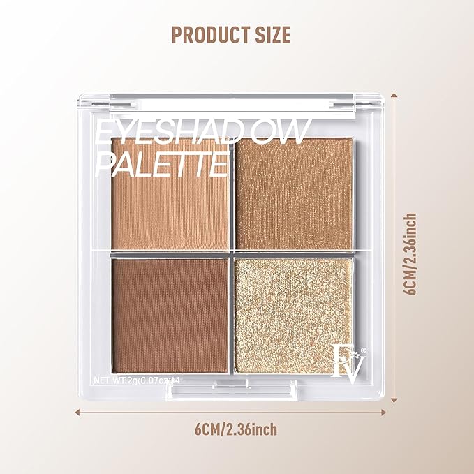 FV Natural Finish Eyeshadow Palette, 4 Matte & Metallic High Pigment Shades, Long-Lasting Eye Shadow Palette Makeup, Crease-Proof, Blendable Eye Makeup (Neutral)