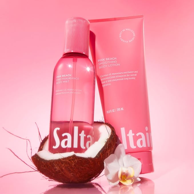 Saltair Body Mist 2 Pack - Fine Fragrance, Lightweight Body Spray Mist with Pink Beach Scent. Long Lasting Perfume Mist. 2x 8oz Bottles