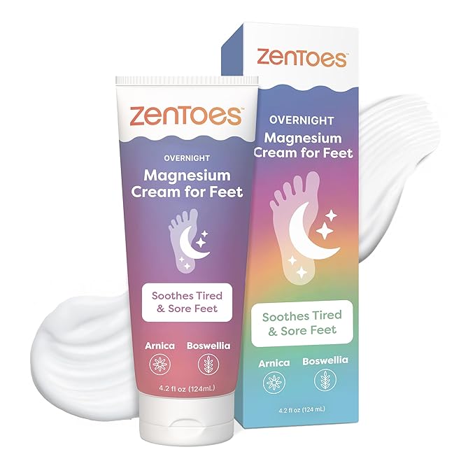 ZenToes Magnesium Foot Cream with Arnica | Relaxation Support & Moisturizing Cream for Legs & Calves | Magnesium Lotion for Feet & Sleep Support | Relaxing Nighttime Foot Balm | 4.2oz