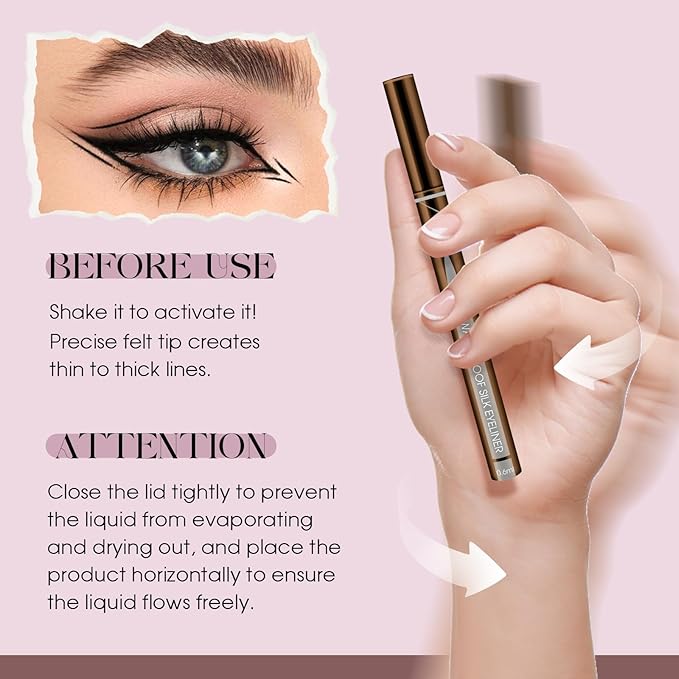 FADLASH Waterproof Eyeliner Liquid, Brown Ink Matte Eye Liner,Smooth & Dry Quickly Eye Pen Smudge-Proof, Long-Lasting Natural Look, Not Prone, Highly Pigmented, Vegan (0.6 ml)