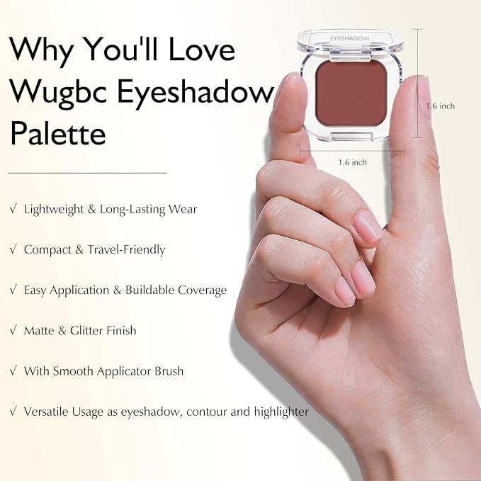 Dusty Pink Champagne Shimmer Eyeshadow Palette, Single Eye Shadow Palettes High Pigment Eyeshadow Brightener, Compact Pressed Powder Cream Eye Shadow for Older Women Makeup Sombra De Ojos