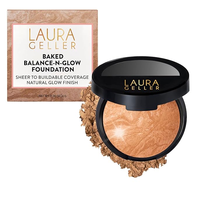 LAURA GELLER NEW YORK Baked Balance-N-Glow Illuminating Foundation - Golden Medium - Buildable Sheer to Light Coverage - Satin Finish
